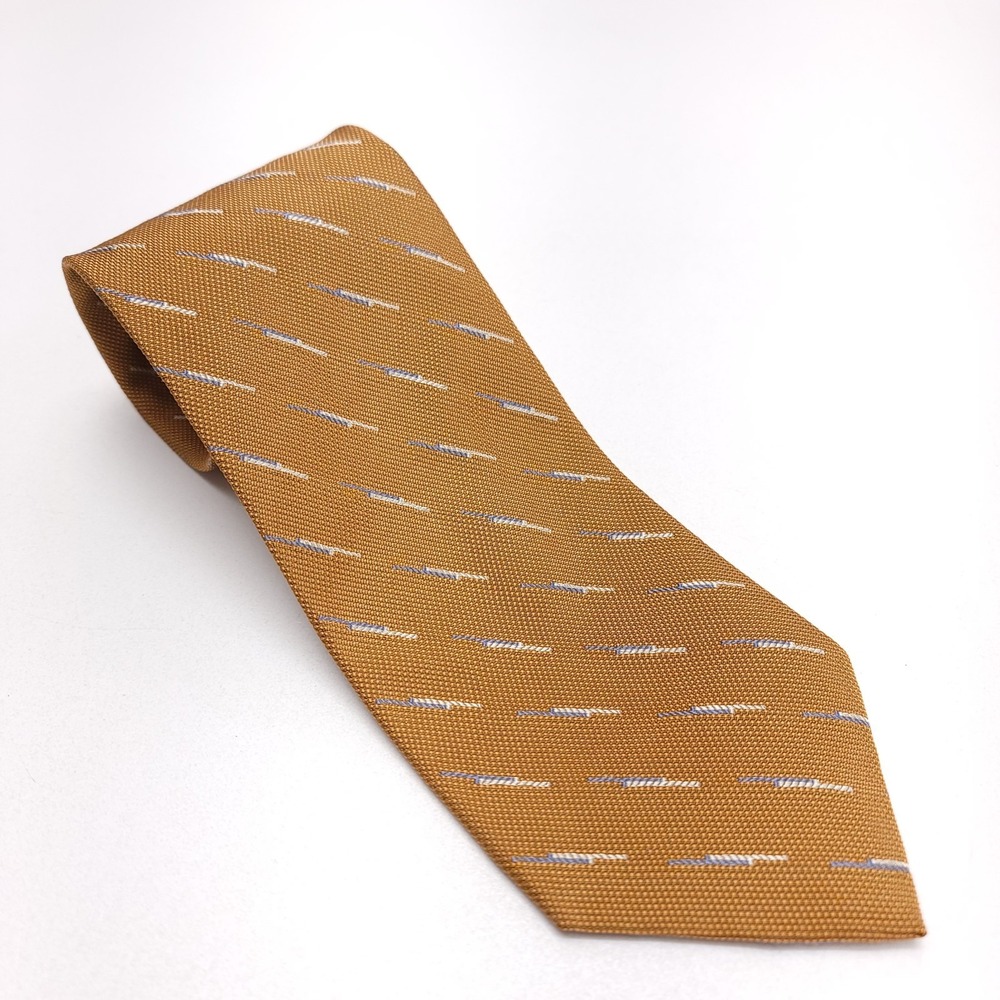 Donna Karan Silk Necktie Tie Vintage USA DKNY Mens Yellow Gold 4" x 57"